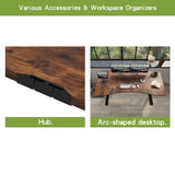 Radlove Dual Motors Height Adjustable 63 x 30 Electric Standing Desk with Curved Design Stand Up Table 4 Memory Keys, Computer Desk with Splice Board Home Office Desk, Brown Top + Black Frame Radlove