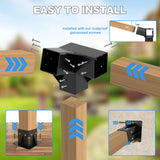 15° Angled Pergola Kit 4x4(Inner 3.64x3.64), 2PC 3-Way Slanted Pergola Roof Bracket, Post Base-Lean Corner Bracket Kit-DIY Gazebo Brackets-Hardware Kit for Outdoor Wood Beams Sunroom Carport Cabin Vlaeng