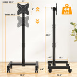 5Rcom Rolling TV Stand, Mobile TV Cart for 13-50 Inch Flat Curved TV with Tilting and Rotating, Portrait to Landscape, Height Adjustable Portable TV Stand with Wheels for Home/Office/Outdoor/Mall 5Rcom