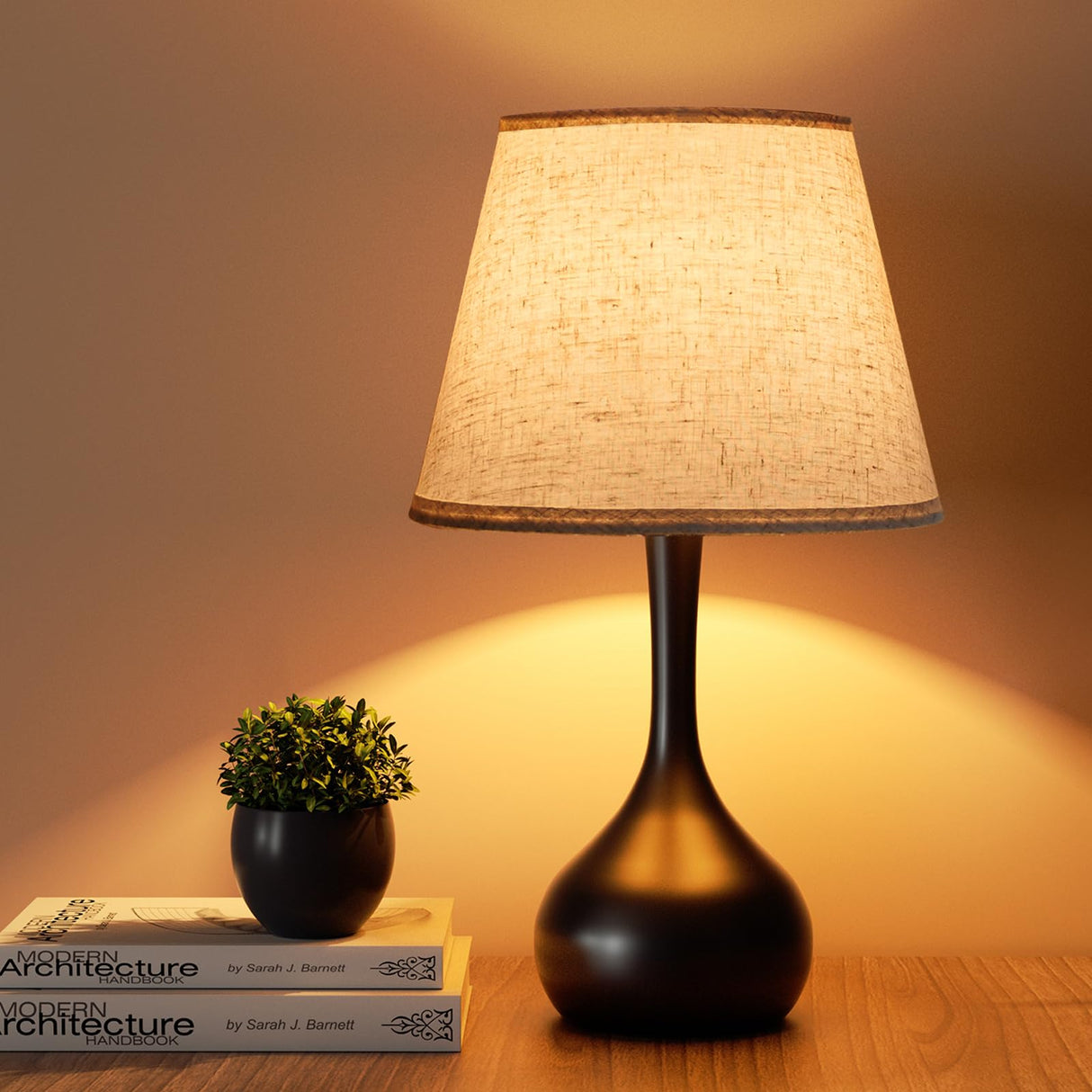 ONEWISH Touch Bedside Lamp for Bedroom, 3-Way Dimmable Farmhouse Table Lamps for Nightstand with Fabric Shade, Desk Lamp for Kids Reading, Home Office ONEWISH