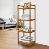 Utoplike Teak Wood 4-Tier Bathroom Shelf Organizer with Handles Utoplike