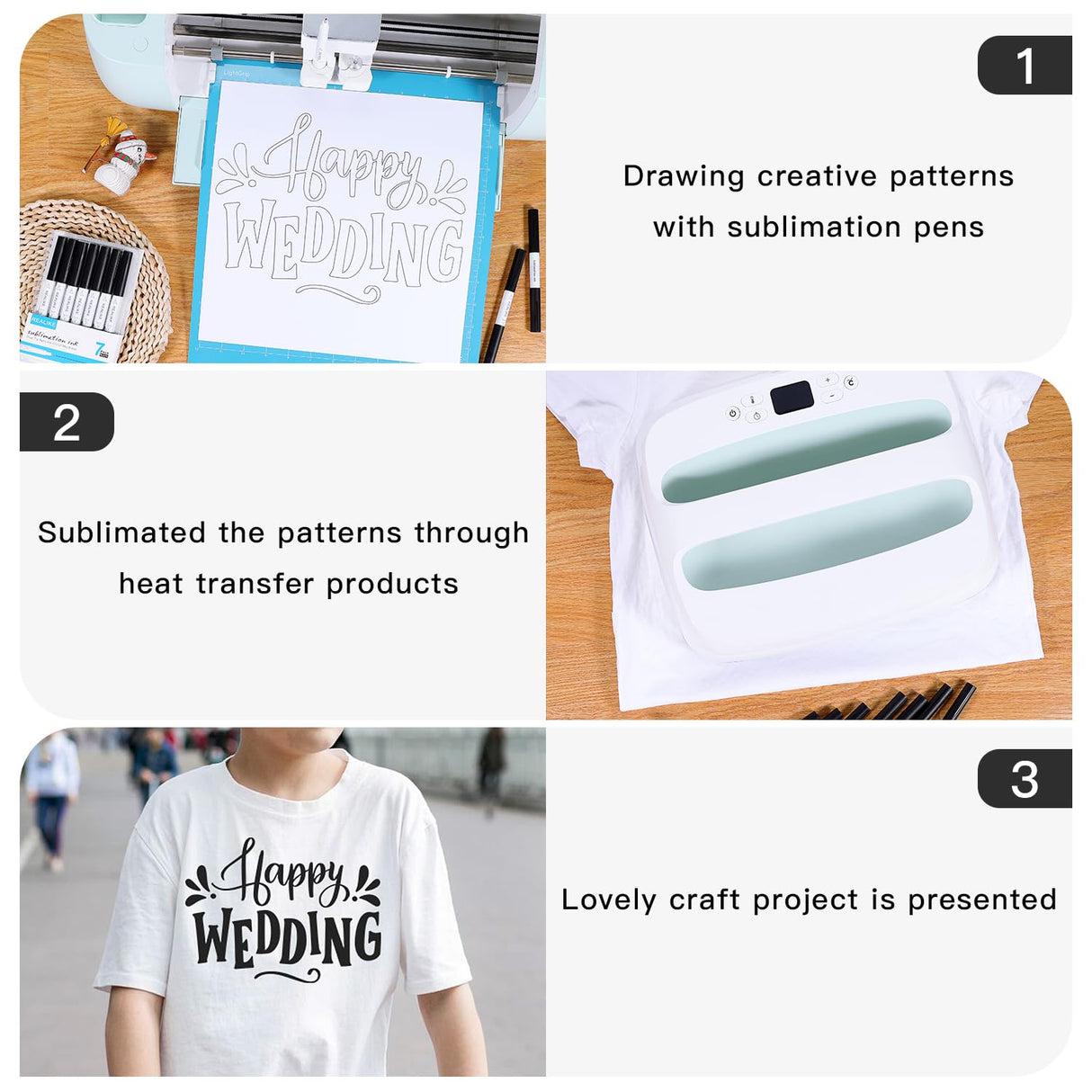 REALIKE Dual Tip Infusible Pens for Cricut Maker 3/Maker/Explore 3/Air 2/Air, Black Pens Set of 7 Pack Dual Tip Sublimation Markers Pens for Cricut Mug Press/Heat Press (0.4 Tip & 1.0 Tip) REALIKE