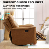 ANJ Manual Swivel Rocker Recliner, Glider Recliners with Padded Armrest and Backrest, Soft Leather Nursery Rocking Recliner Chair Reclining Sofa for Living Room ANJ