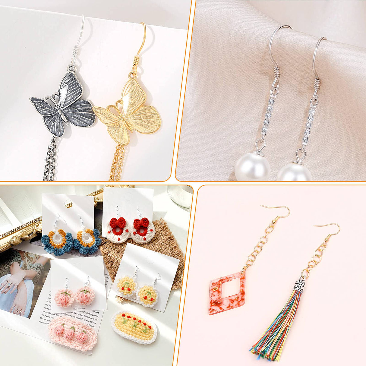 Hypoallergenic Earring Making Kit, modacraft 2000Pcs Earring Making Supplies Kit with Hypoallergenic Hooks, Earring Findings, Backs, Pins Jump Rings for Jewelry Making Supplies Modacraft