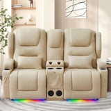 Oprisen 2-Seater Power Loveseat Recliner Electric Reclining Sofa Couch Wall Hugger Recliner Home Theater Seating w/Multi-Function Console/Cup Holders/LED Ambient Light Oprisen
