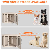 VENDORZ Corner Dog Crate Furniture, 44" Wooden Dog Kennel Furniture End Table with Mesh, Dog Kennel Indoor Furniture for Small Medium Dogs, Modern Decorative Wood Pet House Dog Cage Crate, White VENDORZ