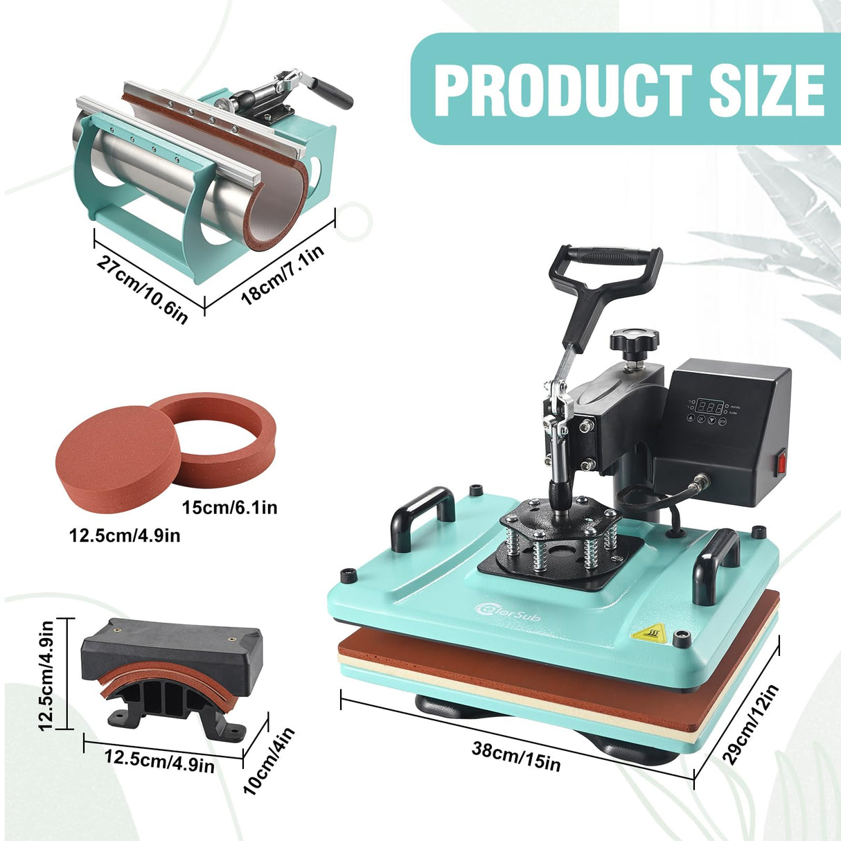 ColorSub Heat Press Machine for T Shirts 12x15 Inch- 5 in 1 Combo Heat Press Machine for Sublimation Heat Transfer ColorSub