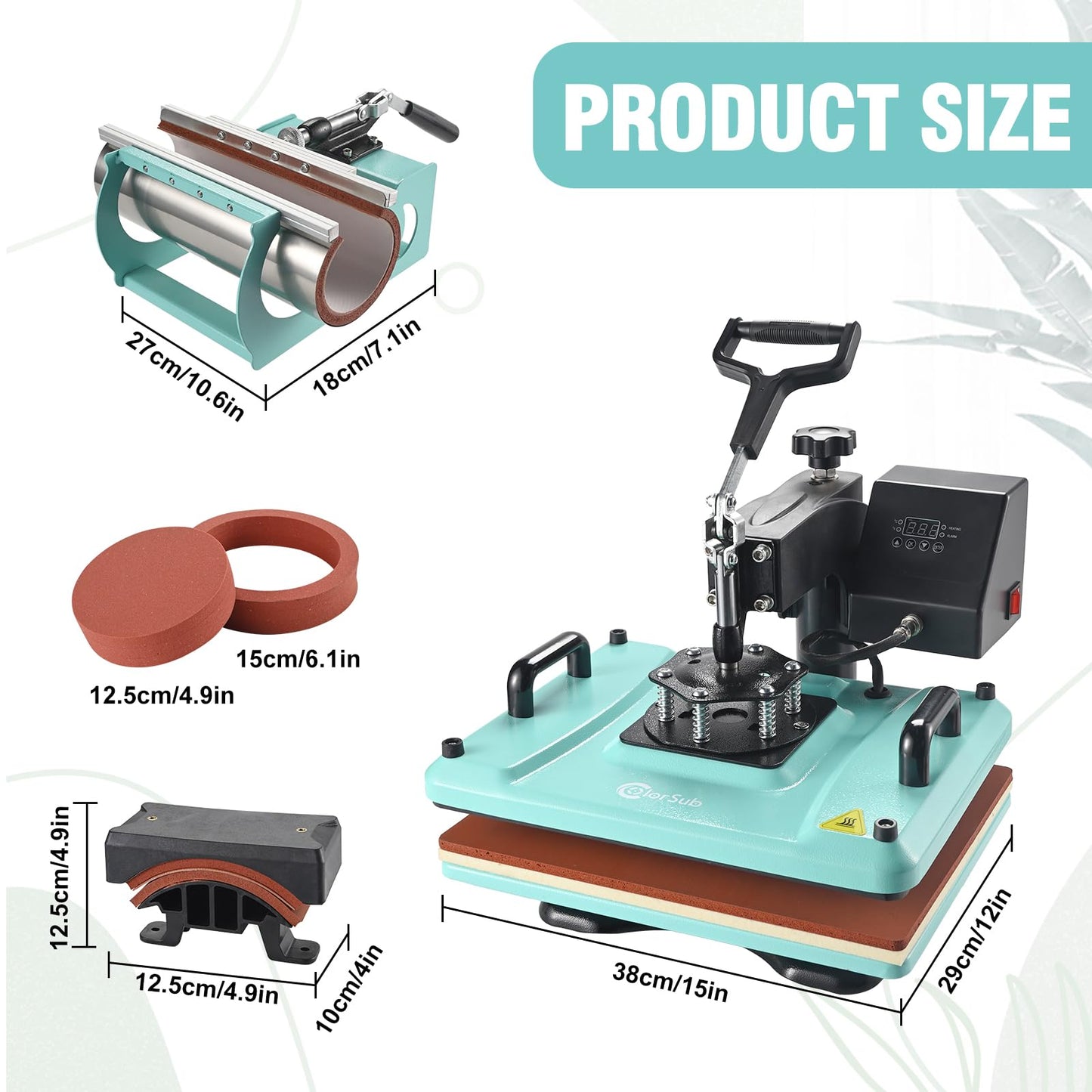 ColorSub Heat Press Machine for T Shirts 12x15 Inch- 5 in 1 Combo Heat Press Machine for Sublimation Heat Transfer - WoodArtSupply