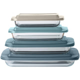 COOK WITH COLOR 8 PC. Glass Baking Dish Set with Lids - Deep Casserole Dish, Glass Food Container, Oven, Freezer and Microwave Safe, Clear Container, Blue COOK WITH COLOR