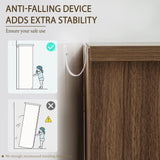 Brafab Armoire Wardrobe Closet with 2 Rattan Doors, 71" Farmhouse Tall Freestanding Coat Closet Wardrobe Cabinet with Drawers and Hanging Rail, Wooden Armoire Storage Cabinet with Shelf for Bedroom Brafab