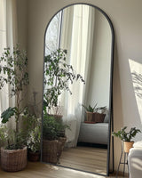 Full Length Mirror with Stand, 58"x18" Arched Full Body Mirror, Large Stand Up Mirror, Aluminum Frame Floor Standing Mirror, Freestanding Hanging Leaning Mounted for Bedroom Living Room Entryway Black Coomily