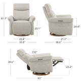 CHITA Power Recliner Chair, Electric Triple-Motor Swivel Glider Nursery Rocking Chair with Adjustable Power Headrest and Lumbar Support, Solid Wood Base, Crockery Grey CHITA