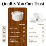 DOWAN Ramekins 8 oz Oven Safe with Lids, Creme Brulee Ramekins Bowls, Porcelain Ramiken Souffle Dishes, Custard Cups for Baking, Small Bowls for Pudding Dip Sauces Charcuterie Dessert, White, Set of 6 DOWAN