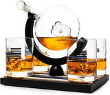 Police Officers Decanter - Whiskey and Wine Set 850ml & Four 10oz Glasses, Thin Blue Line Flag Base - Law Enforcement Gifts, Police & Police Academy, Gift Set First Responders! Gifts for Dad The Wine Savant