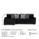 Signature Design by Ashley Midnight-Madness Contemporary L-Shaped 2-Piece Sectional Sofa with Chaise for Living Room, Black Signature Design by Ashley