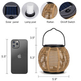 Larekook Solar Lanterns Outdoor Waterproof - Natural Rattan Bamboo Solar Powered Lantern, Dancing Flickering Flame Outdoor Table LED Lamp Auto On/Off Dusk to Dawn for Desk Patio Porch Yard Garden Larekook