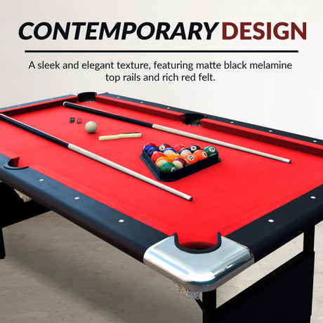Hathaway Fairmont 6 Ft Portable Pool Table, Adults Folding Billiards Tables for Game Room with Easy Foldable Storage, Includes Full Set of Billiard Balls, Cues, Chalk & Brush Hathaway