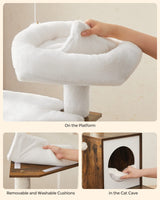 Feandrea Cat Tree with Litter Box Enclosure, 2-in-1 Modern Cat Tower, 55.1-Inch Cat Condo with Scratching Posts, Removable Pompom Sticks, Rustic Brown UPCT113X01 Feandrea