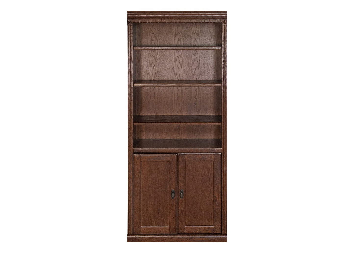 Martin Furniture Huntington Oxford Wood Bookcase with Doors, Storage Cabinet, Office Shelves, Wheat, Brown (HO3072D/W) - WoodArtSupply