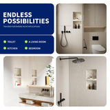 BWE Black Shower Niche Insert Tile Ready 16" X 32" Rectangle for Shower Wall Prefabricated Waterproof Double Shelves Recessed Niche for Shower Bathroom Storage BWE