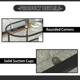 Wolawu Coffee Table Black Glass Coffee Table for Living Room,2 Tiers Oval Center Table with Sturdy Metal Frame,Modern Tempered Glass Accent Table for Bedroom Home Office Wolawu