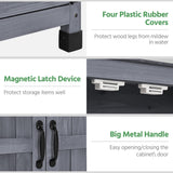 Topeakmart Potting Bench Table - Wooden Storage Cabinet with Removable Shelf & Flexible Space & Metal-Plated Tabletop for Outdoor Garden Patio, Gray Topeakmart