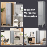 Tangkula 5-Tier Freestanding Grey Bathroom Storage Cabinet with Doors and Shelves Tangkula