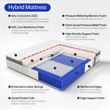 KOULABR Z Queen Size Mattress, 14 Inch Hybrid Mattress in a Box, Gel Memory Foam Individually Wrapped Pocket Coils Innerspring Pressure Relief, Medium Firm (14 Inch, Queen (U.S. Standard)) KOULABR Z