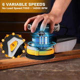 Orbital Sander Corded Hand Sander: DEKOPRO 20V 5" Random Orbital Sander with Dust Box, 6 Various Speeds Electric Palm Sander with Dust Box, 16Pcs Sandpapers for Woodworking & Sanding-Yellow DEKOPRO
