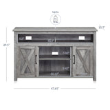BELLEZE Modern 48 Inch Barn Door Wood TV Stand & Media Entertainment Center Console Table for TVs up to 50 Inches with Two Open Shelves and Cabinets - Corin (Gray Wash) BELLEZE