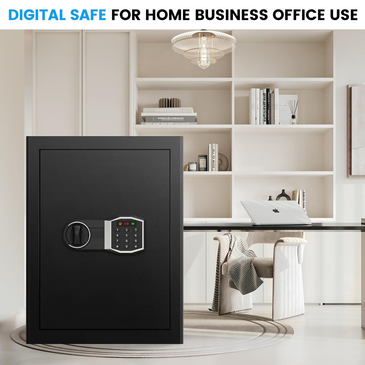 3.5 Cub Large Home Safe Fireproof Waterproof, Digital Fire proof Safe Box With Fireproof Bag, Combination Lock and Alarm Systerm, Anti-theft Safes for Home Files Ammo Pockrif