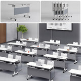Jklmzpf Conference Table, Folding Office Conference Room Tables on Wheels, Flip Top Mobile Meeting Training Table with White Tabletop, Rectangular Classroom Seminar Tables Multifunctiona Modular Desk Jklmzpf