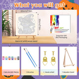 Halloween Paint by Numbers Kit for Kids with Frame - Cat Paint by Number for Kids, Halloween Kid Painting by Number Kits Age 5-8 for Home Wall Decor 8X8inch (with Wooden Easel) ajepon