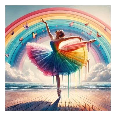 FHBUBPUP Rainbow Diamond Painting Kits for Adults, Dancing Woman Diamond Art Kits for Beginners, 5D DIY Full Drill Round Diamond Point Gem Art, Craft Gift Suitable for Home Wall Decoration 12×12Inch