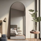 PexFix Arched Full Length Mirror Arched Wall Mirror Floor Mirror with Stand Contemporary Full Length Mirror with Black Wood Frame, 65''x22'' PexFix