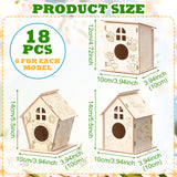 Qunclay 18pcs DIY Birdhouse Kit to Build and Paint Unfinished Wooden Bird House Wood Arts Craft with Colorful Painting Pens DIY Craft Project Kits for Spring Summer Party Favors Qunclay