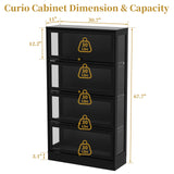 BONITURE Display Cabinet with Acrylic Glass Doors,4-Tiers Curio Cabinet with LED Lighting for Collectibles, Collectibles Toy Organizers Rack & Display Shelf Display Case Storage Cabinet, Black BONITURE