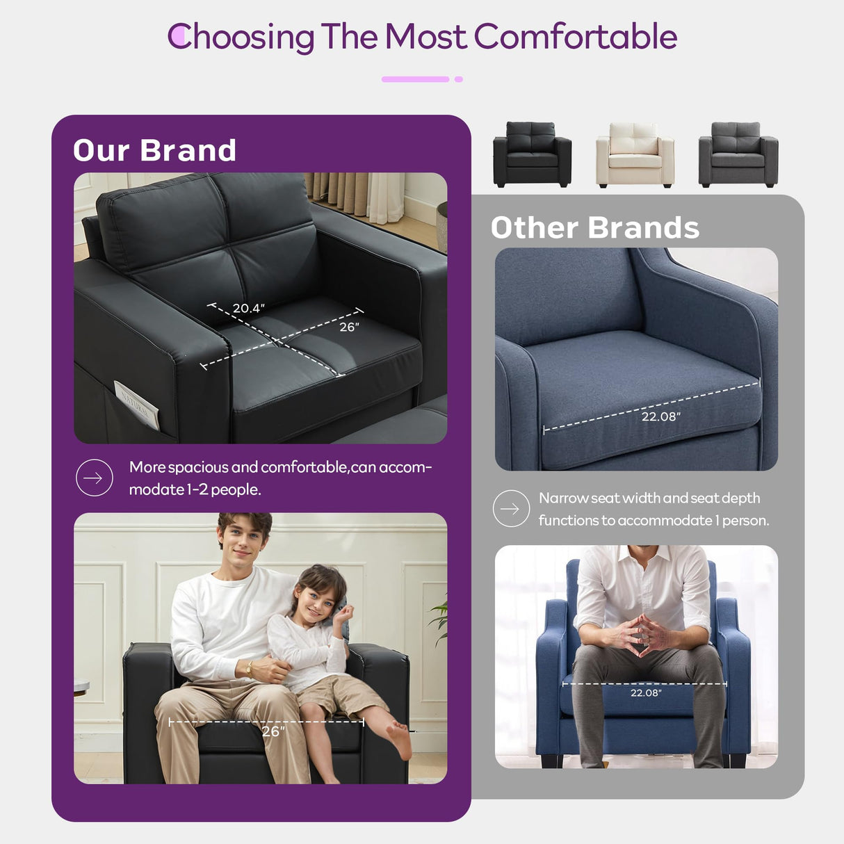 TYBOATLE Black Faux Leather Sofa Couch Sectional Couches for Living Room, 3 Piece Living Room Set Furniture Comfy Modular Convertible Sofas with Ottoman, Home Office Sofa Set TYBOATLE