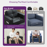 TYBOATLE Black Faux Leather Sofa Couch Sectional Couches for Living Room, 3 Piece Living Room Set Furniture Comfy Modular Convertible Sofas with Ottoman, Home Office Sofa Set TYBOATLE