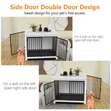 Derfullo Dog Crate Furniture, Large Dog Crate Furniture, Wooden Cage Kennel Furniture Indoor, Modern Dog Crate with Multi-Purpose Removable Tray, Double-Doors Dog Furniture, End table dog crate, White Derfullo