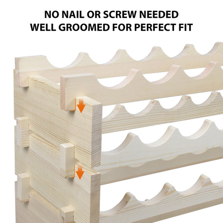Smartxchoices 72 Bottles Stackable Modular Wine Rack, 6-Tier 72 Slots Floor Wine Storage Stand Wooden Wine Holder Display Shelves, Wobble-Free, Solid Wood, Floor Free Standing Smartxchoices