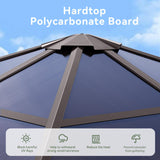 Aoxun 10' x 10' Gazebo Single Polycarbonate Top, Outdoor Polycarbonate Frame Permanent Pergolas with Curtains and Netting, for Patios, Parties, Backyards, Gardens and Lawns Aoxun