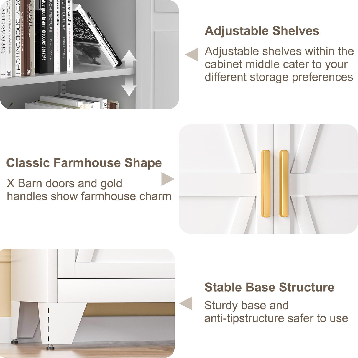 Metal Storage Cabinet with Doors and Shelves,Farmhouse Storage Cabinet with Barn Doors,71" Kitchen Pantry Cabinet,Versatile Storage for Home,Office,Bathroom(White) Baborokic