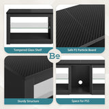 Bestier TV Stand for 70 inch TV with Power Outlets, LED Entertainment Center for PS5, Gaming TV Consoles with Glass Shelves for Living Room, 63'' Inch, Black Carbon Fiber Bestier