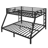 Queen Over King Modern Metal Bunk Bed with 2 Side Ladder and Full-Length Guardrail, Heavy Duty Steel Bed Frame for Teens Adults, Noise Reduced/No Box Spring Needed (Black-02, Queen Over King) HZSMHDZKJ
