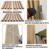 Yutianli 12-Pack Slat Wall Panel 3D WPC Grille for Walls Oak Textured Wood Plastic Composite Panel Wood Strip Texture 3D Wall Panels Yutianli