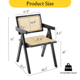 GOOLON Rattan Dining Chairs Set of 4, Rattan Chairs 18 Inch Seat Height for Dining Room, Modern Cane Dining Chair with Woven Backrest, Comfortable Seat, Sturdy Wood Frame for Indoor Kitchen, Black GOOLON