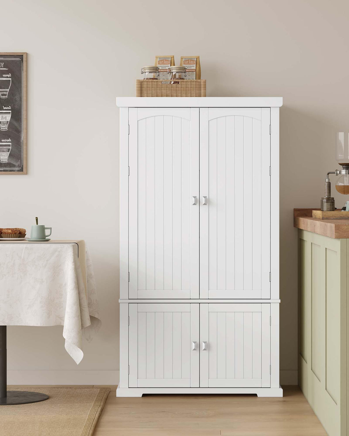 VASAGLE 53.5" Pantry Cabinet, Freestanding Kitchen Pantry Cabinet, Storage Cabinet with Doors, 6 Door Shelves, 2 Adjustable Shelves, for Living Room, VASAGLE