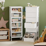 Fixwal White Tall Dresser for Bedroom Closet Organizers and Storage Tall Fabric Dresser with 6 Drawers, Small Clothes Storage Girl Bedroom Furniture Fixwal