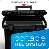 Pendaflex Portable File Box with File Rails, Simple Document Storage, File Bin for Home and Office, Hinged Lid with Double Latch Closure, Black, 3 Black Letter Size Hanging Folders Included (41742AMZ) Pendaflex